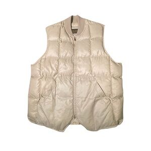 Eddie Bauer Vintage Beige Cream Puffer Vest With Pockets Women Small